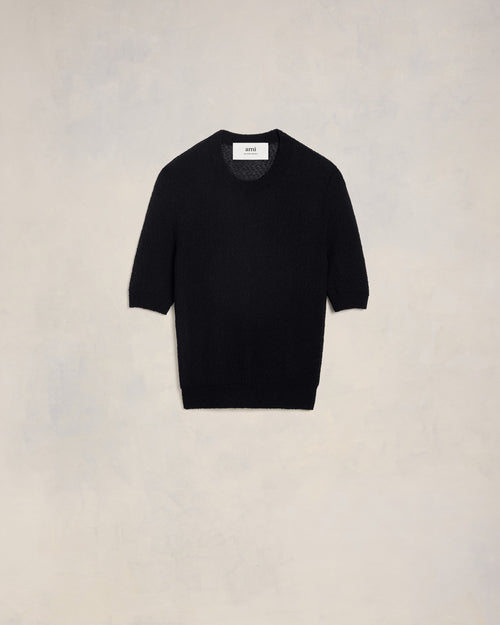 T-shirt Col Rond Crop Bouclé - Femme - 1 - AMI Paris - Ami Paris