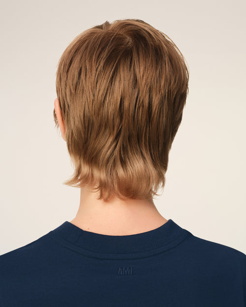 Navy Cotton Cropped T-Shirt - 4 - Ami Paris