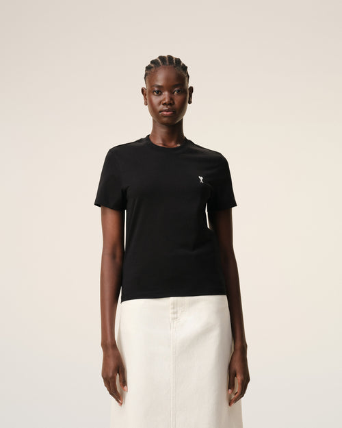 Black Cotton Ami De Coeur Cropped T-shirt - 3 - Ami Paris