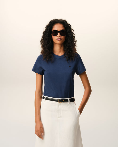                                    Blue Cotton Ami De Coeur Cropped T-shirt - 3                                 - Ami Paris