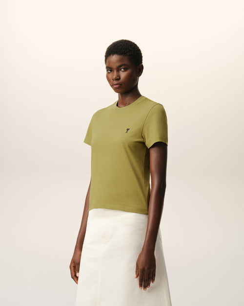 T-shirt Vert Ami De Coeur Court en Coton - 6 - Ami Paris