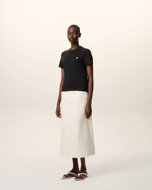 Black Cotton Ami De Coeur Cropped T-shirt - 6 - Ami Paris