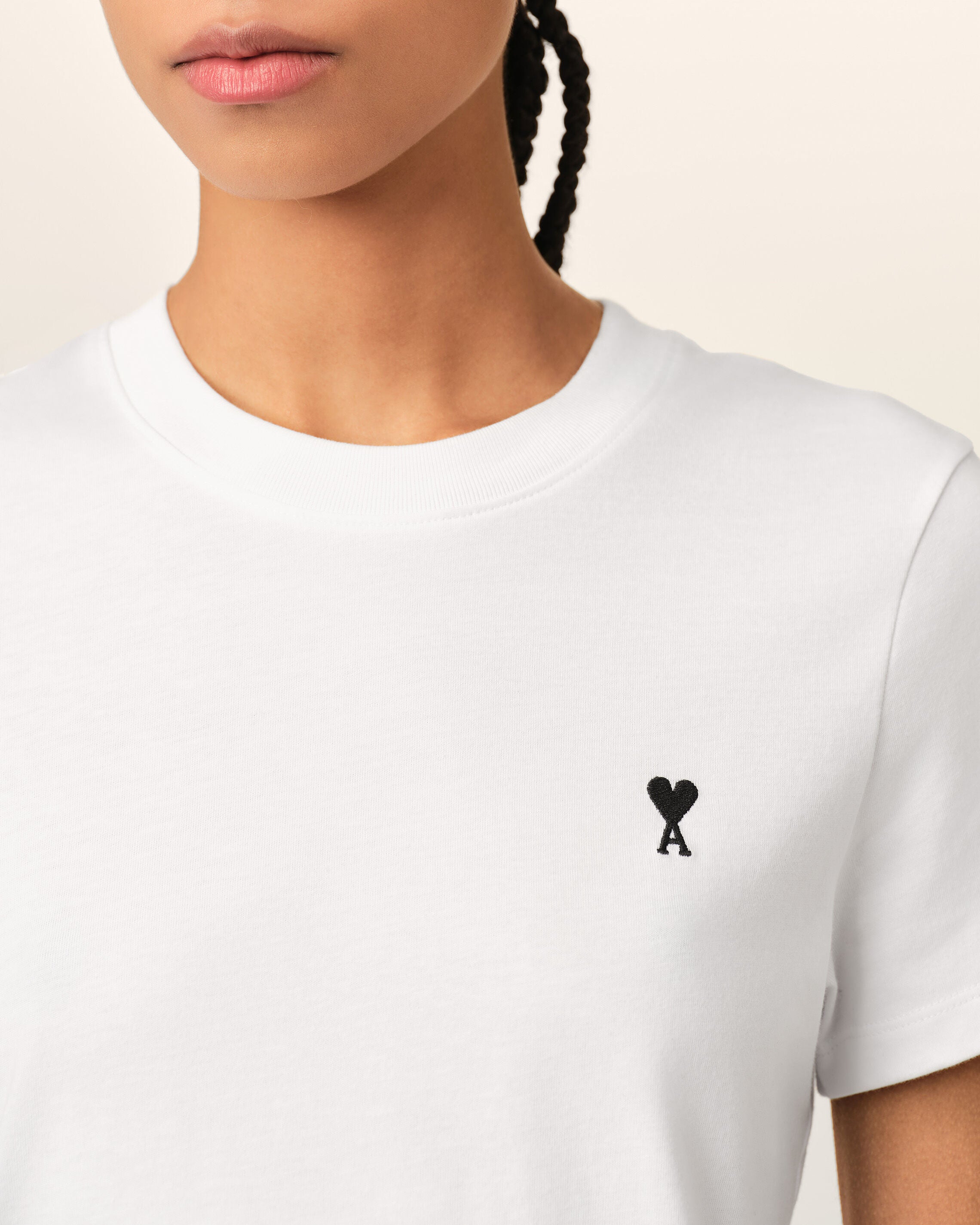 White cotton t-shirt with Ami de Coeur  - 4