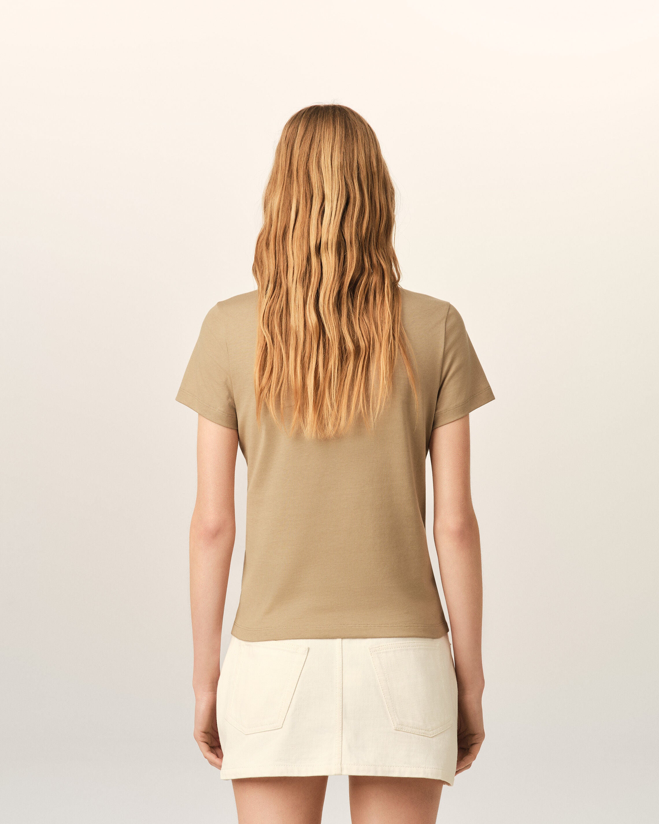 Beige cotton t-shirt with Ami de Coeur - 5