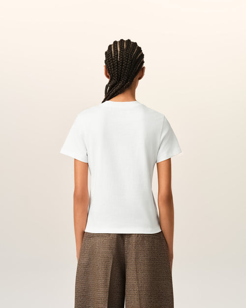 White cotton t-shirt with Ami de Coeur  - Woman - 5 - AMI Paris - Ami Paris