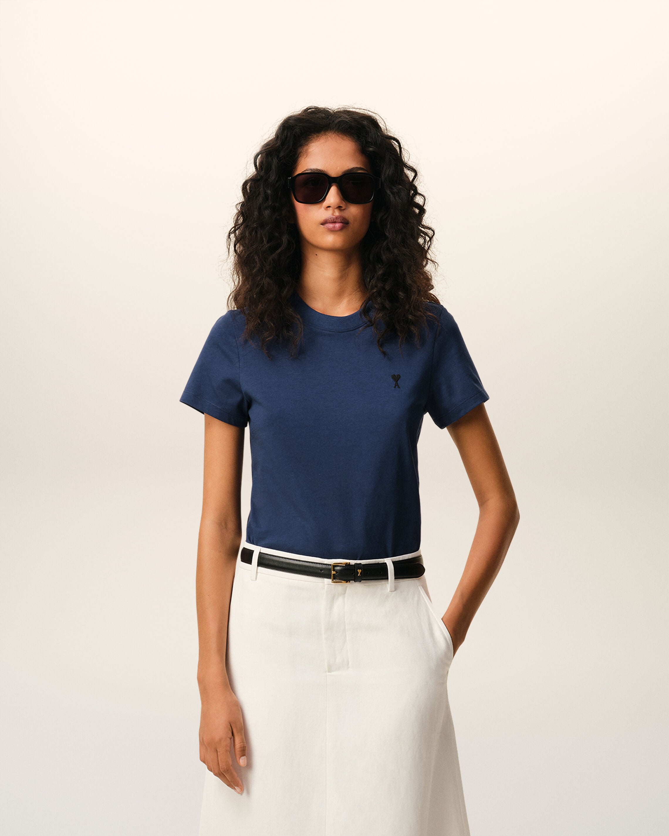 Blue Cotton Ami De Coeur Cropped T-shirt - 2