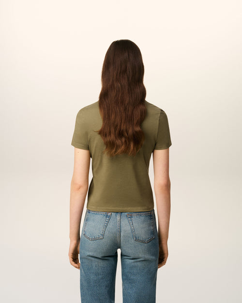 Green Cotton Cropped Ami De Coeur T-shirt - 5 - Ami Paris