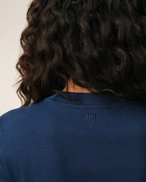 T-shirt cropped Ami De Coeur in cotone blu - Donna - 3 - AMI Paris - Ami Paris