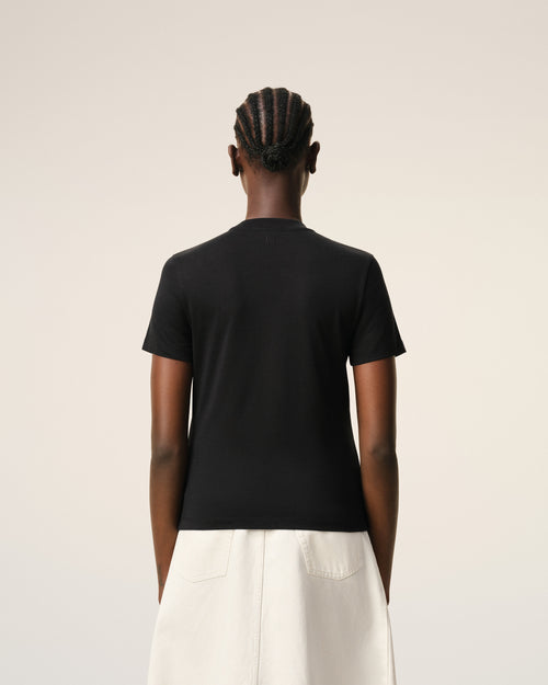 Black Cotton Ami De Coeur Cropped T-shirt - 5 - Ami Paris