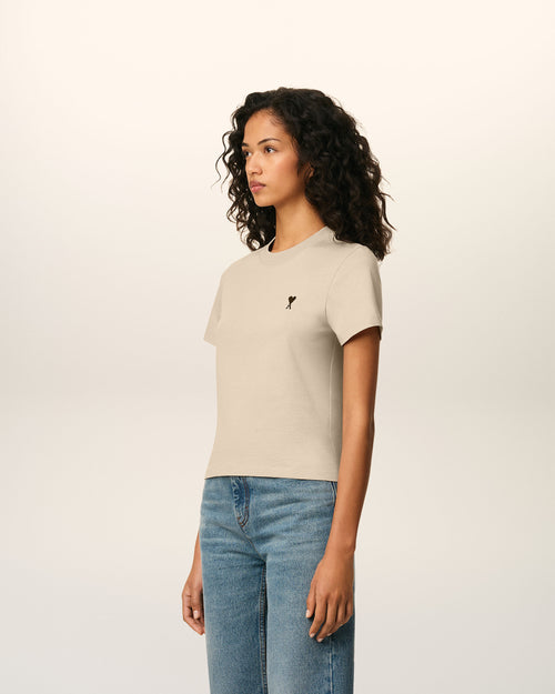 Camiseta corta Ami de Cœur de algodón beis - 6 - Ami Paris