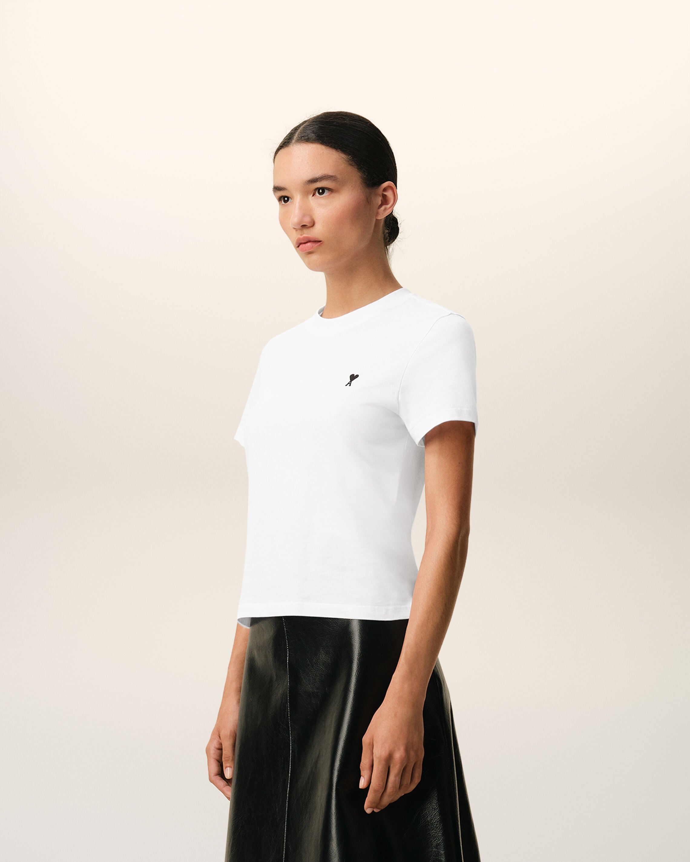 トップス Ami Paris size S(Same day shipping) WHITE White Cotton Cropped Ami De Coeur T-shirt | AMI PARIS