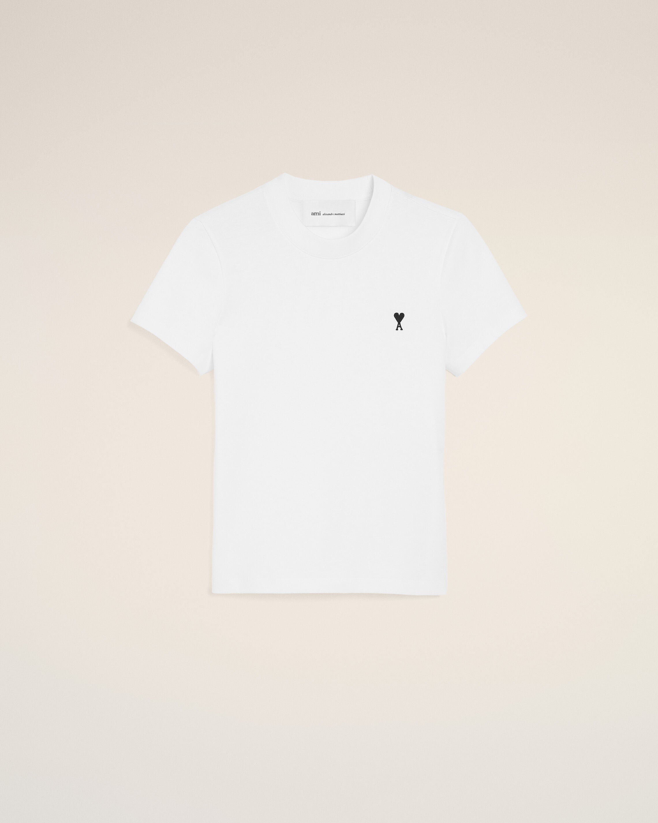 White cotton t-shirt with Ami de Coeur  - 1