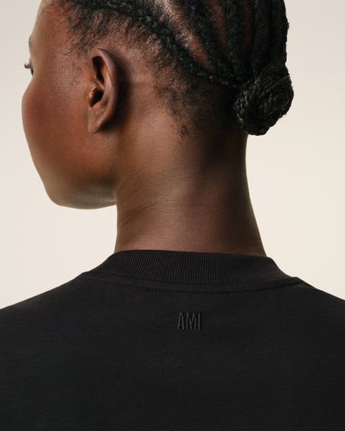 Black Cotton Ami De Coeur Cropped T-shirt - Woman - 4 - AMI Paris - Ami Paris
