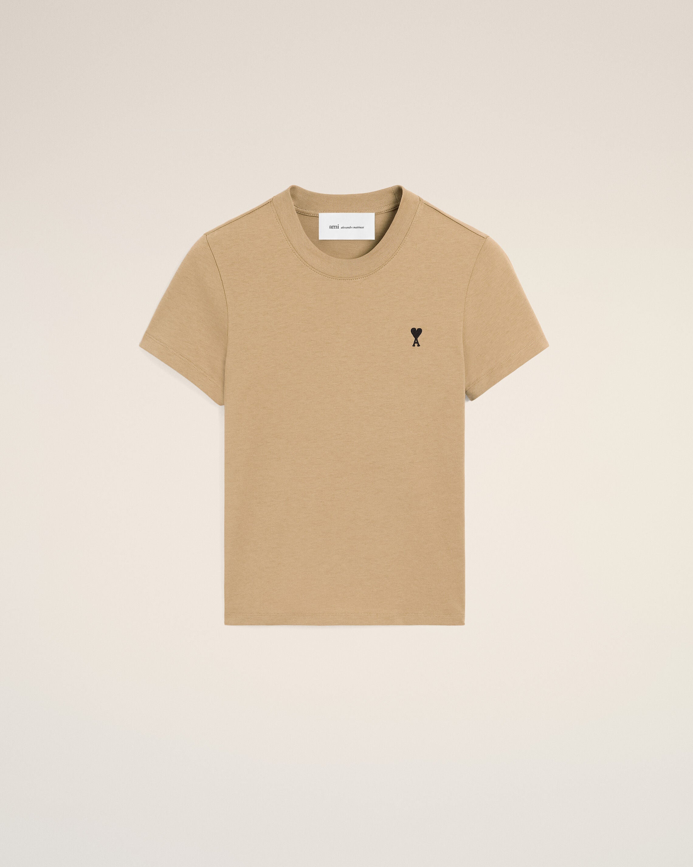 Beige cotton t-shirt with Ami de Coeur - 1