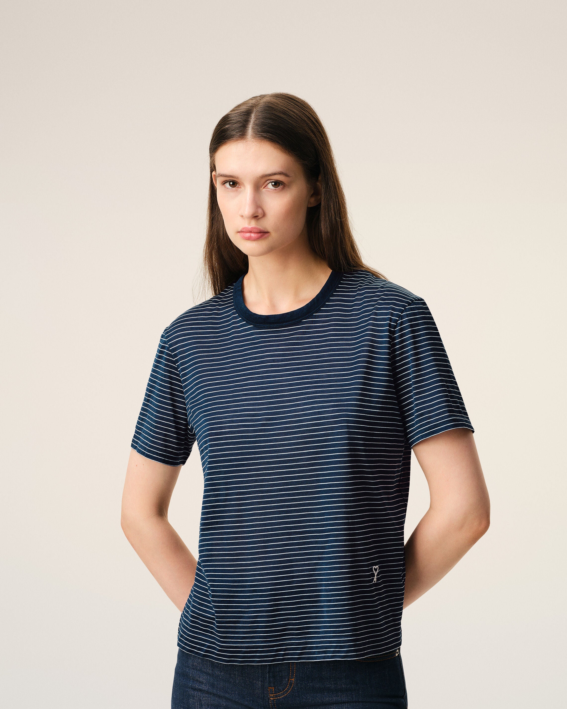 Blue Striped Cotton Ami De Coeur T-shirt - 3