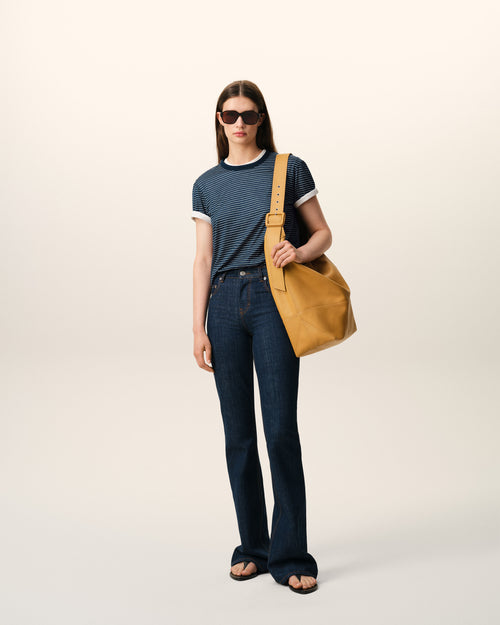                                 Blue Striped Cotton Ami De Coeur T-shirt - 3                             - Ami Paris