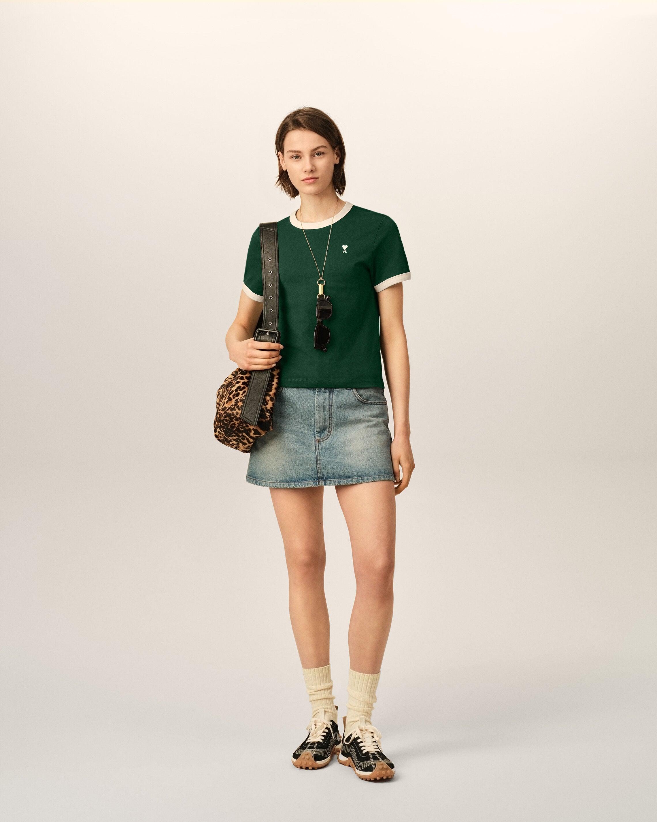 T-shirt vert contrasté en coton Ami de Coeur - 3