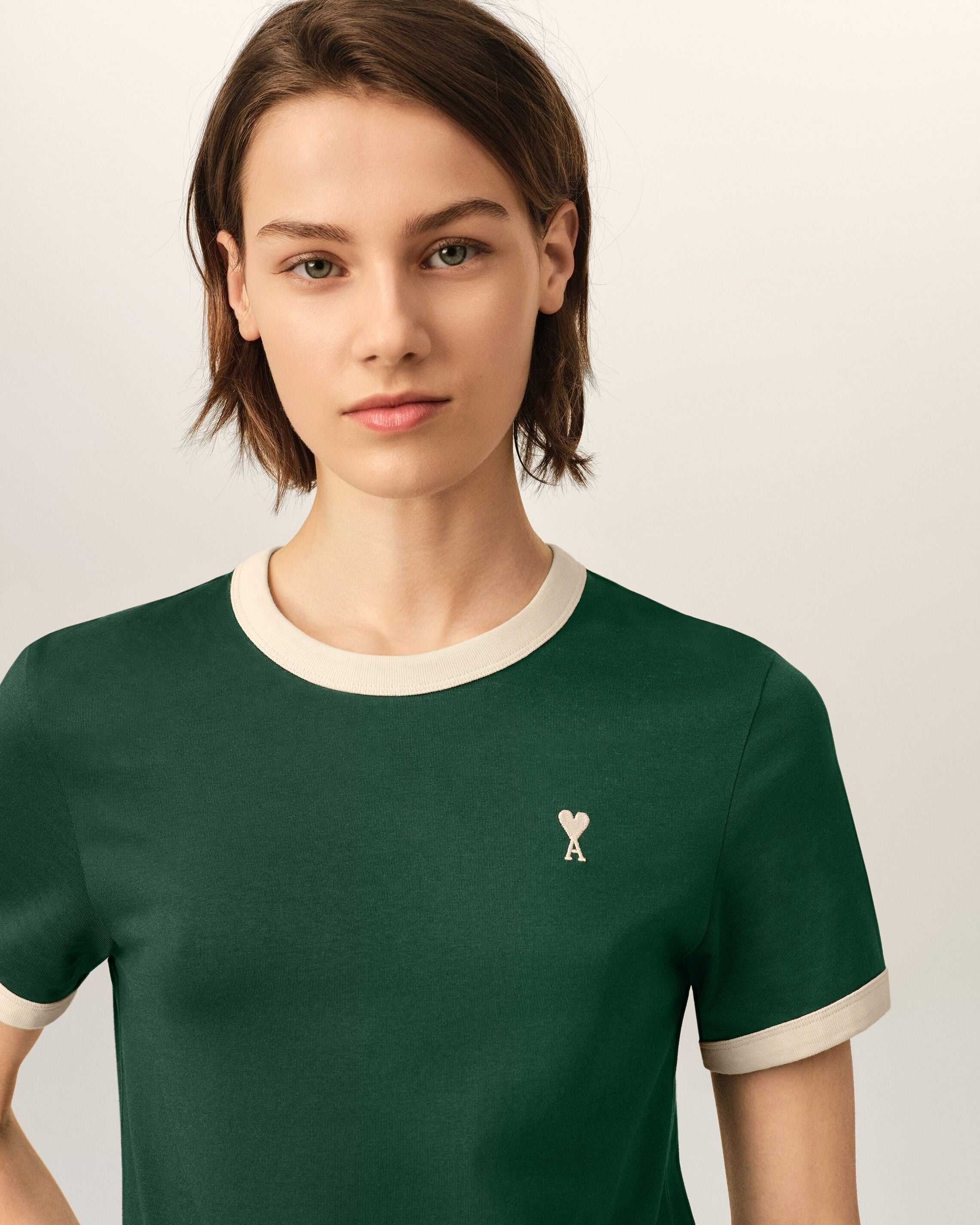 T-shirt vert contrasté en coton Ami de Coeur - 4
