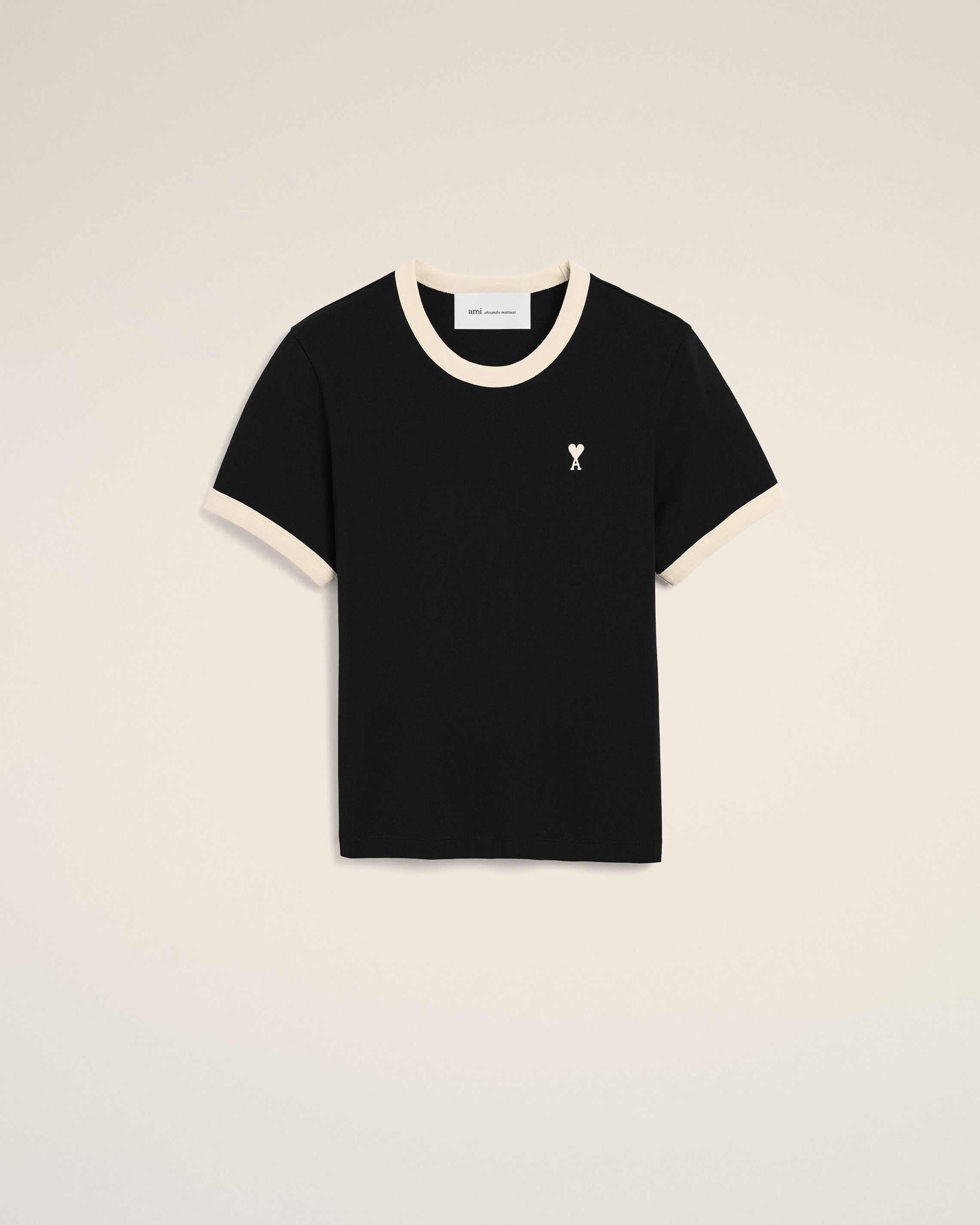 Black contrasted cotton t-shirt with Ami de Coeur - 1