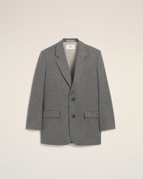 Veste Grise Ample En Laine - 2 - Ami Paris