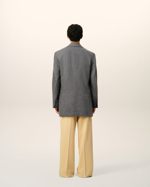 Grey Wool Loose Single Breasted Jacket - 5 - Ami Paris