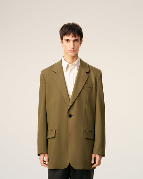 Green Wool Loose Double Breasted Jacket - 3 - Ami Paris