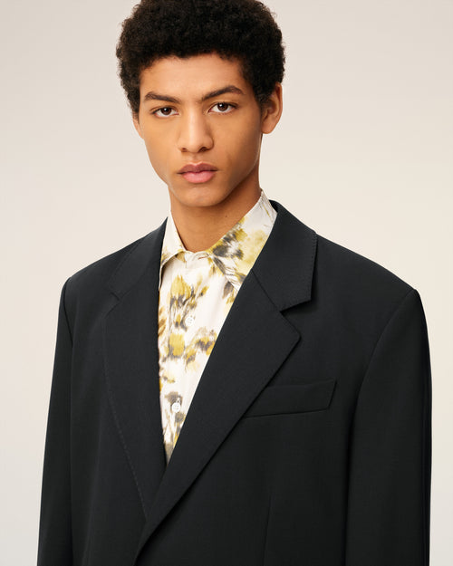 Black  Wool Loose Double Breasted Jacket - 4 - Ami Paris