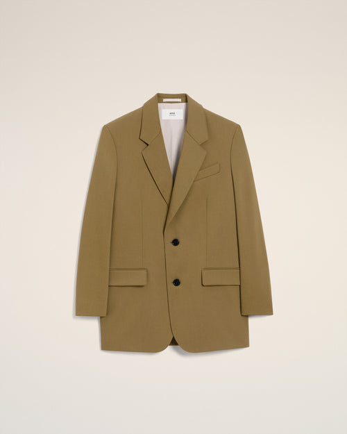 Lockerer zweireihiger Blazer aus grüner Wolle - 2 - Ami Paris