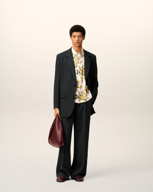 Black  Wool Loose Double Breasted Jacket - 2 - Ami Paris