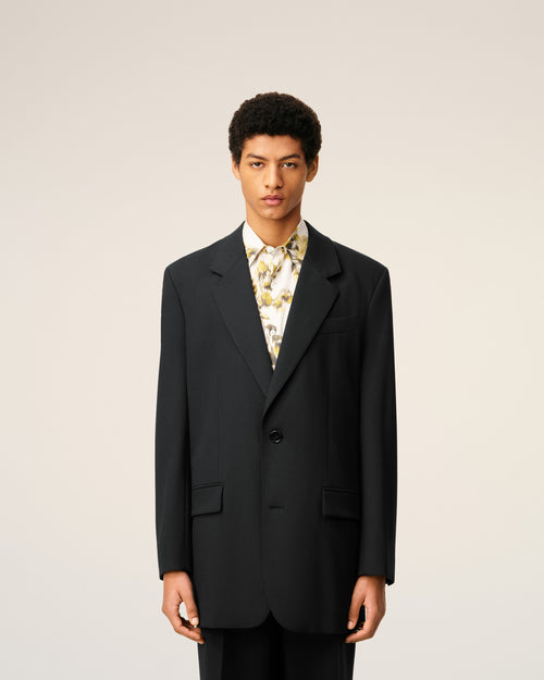 Black  Wool Loose Double Breasted Jacket - 3 - Ami Paris