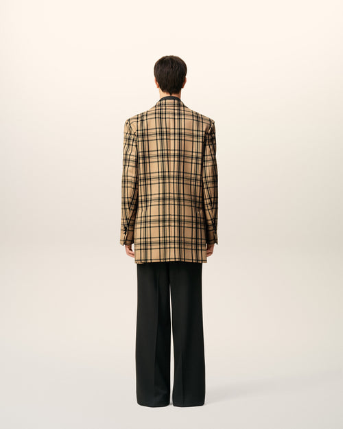 Brown Wool Checked Loose Jacket - 5 - Ami Paris