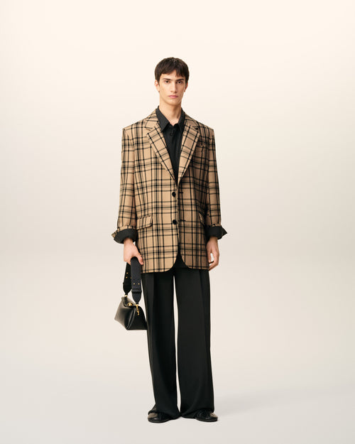 Brown Wool Checked Loose Jacket - 1 - Ami Paris