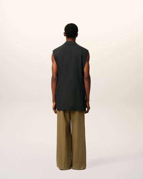 Black Wool Sleeveless Smoking Jacket - 5 - Ami Paris