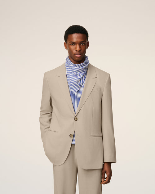 Beige Wool Single Breasted Jacket - 3 - Ami Paris