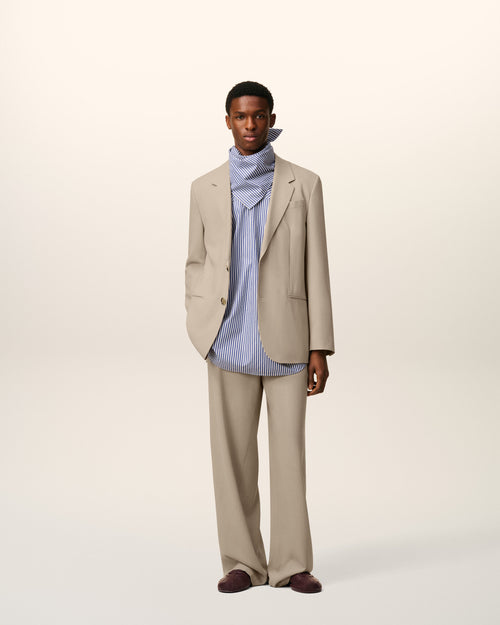 Beige Wool Single Breasted Jacket - 1 - Ami Paris