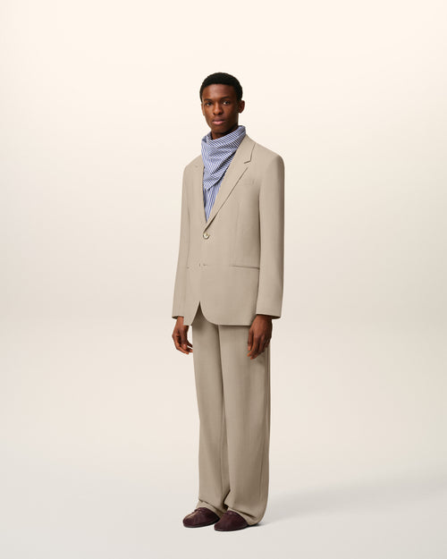 Beige Wool Single Breasted Jacket - 6 - Ami Paris