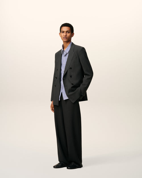 Black Wool Double Breasted Jacket - 1 - Ami Paris