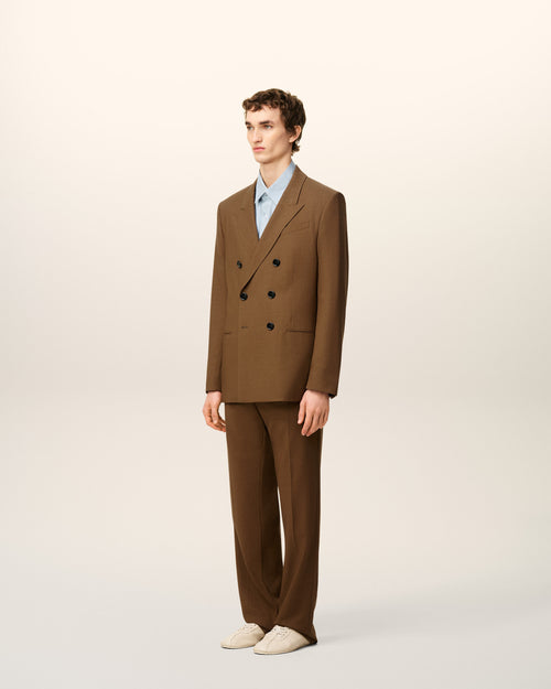 Brown Wool Double Breasted Jacket - 6 - Ami Paris