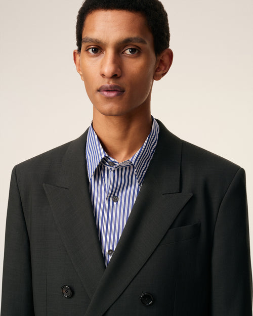 Black Wool Double Breasted Jacket - 4 - Ami Paris