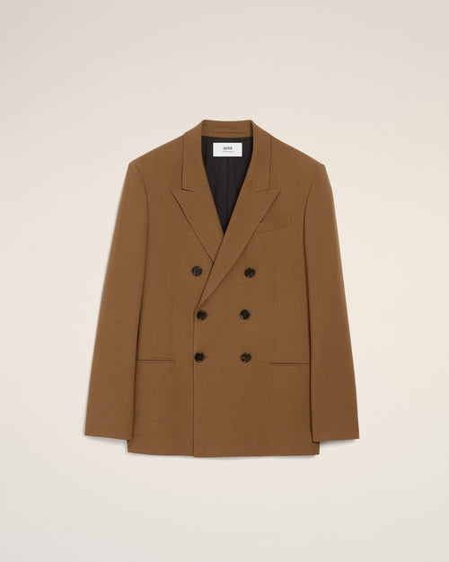 Veste Croisée Marron  En Laine - 2 - Ami Paris