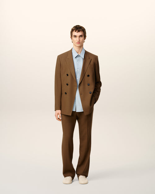 Brown Wool Double Breasted Jacket - 1 - Ami Paris