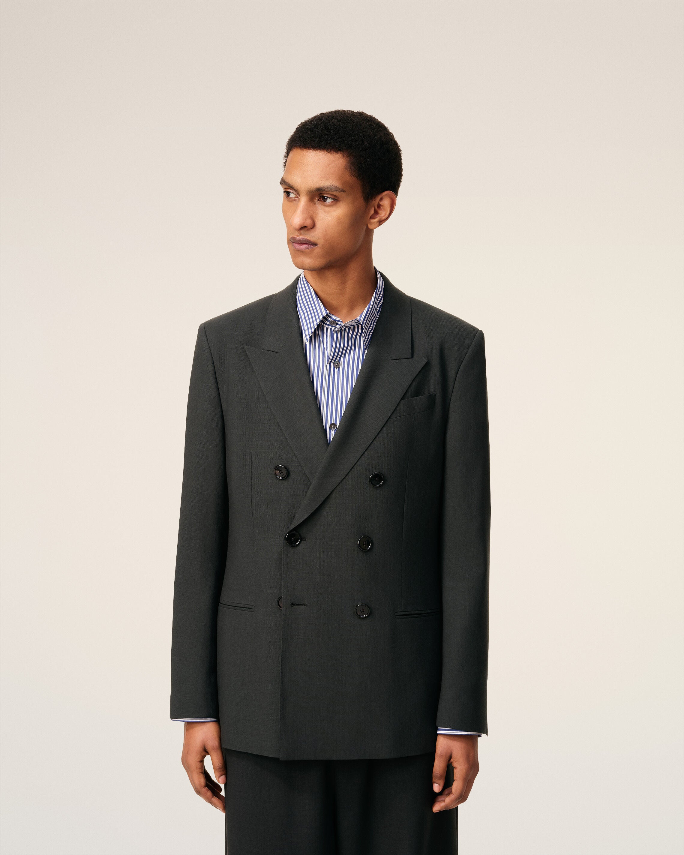 ブラック ウール ダブルブレスト ジャケット アンスラサイト | AMI PARIS