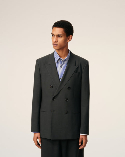 Black Wool Double Breasted Jacket - 3 - Ami Paris