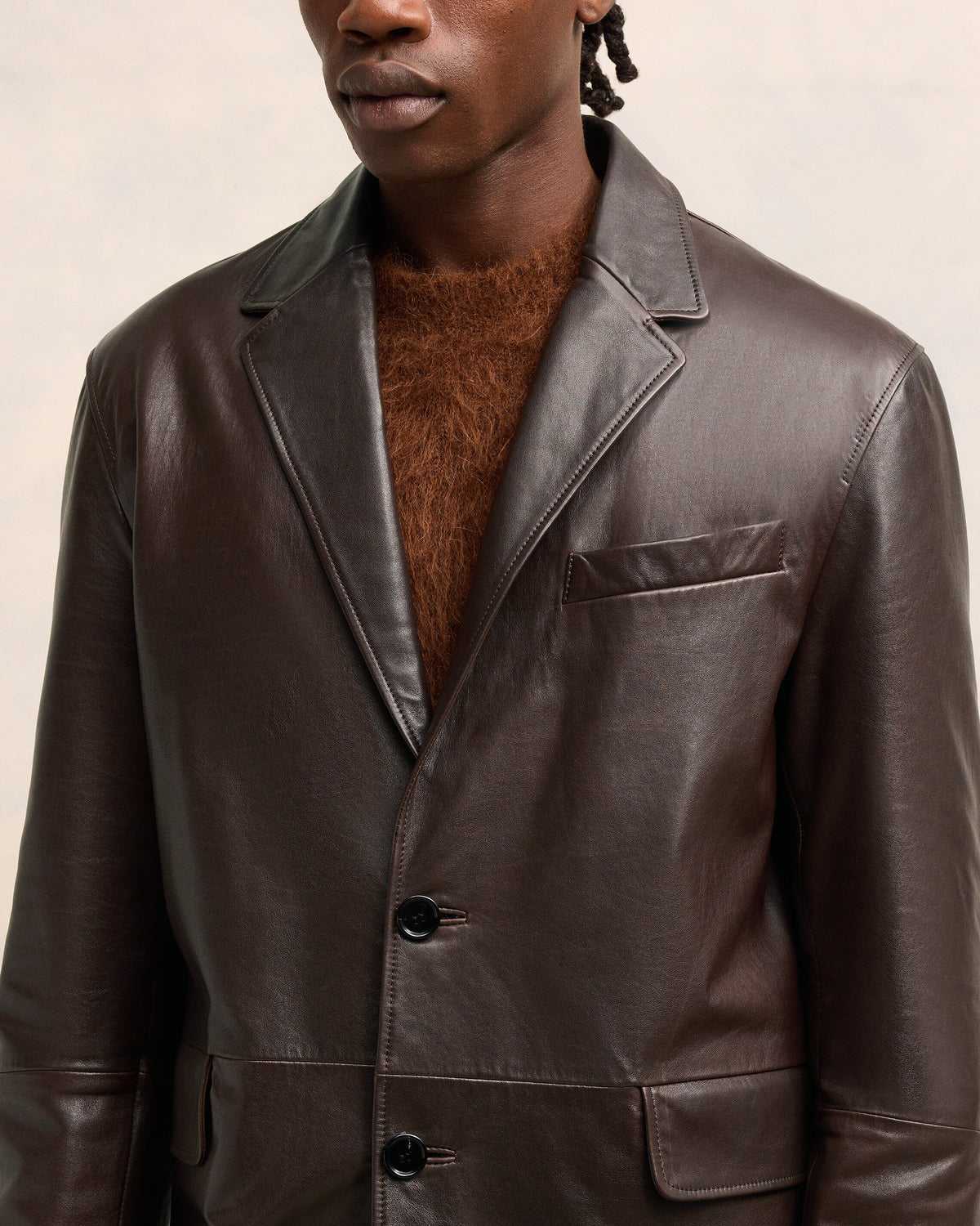 Veste Deux Boutons En Cuir - 4