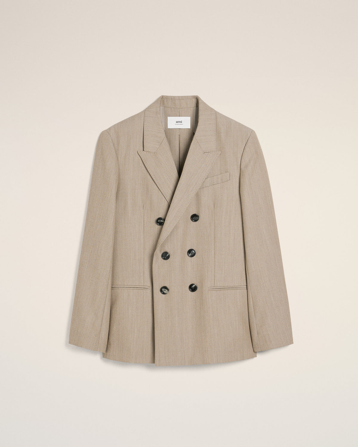 Veste Beige Croisée Fente Dos En Laine - 1