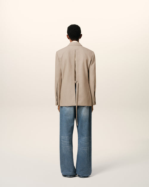 Veste Beige Croisée Fente Dos En Laine - Homme - 5 - AMI Paris - Ami Paris