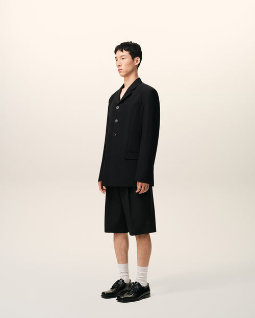 Black New Wool Single Breasted Straight Jacket - 6 - Ami Paris