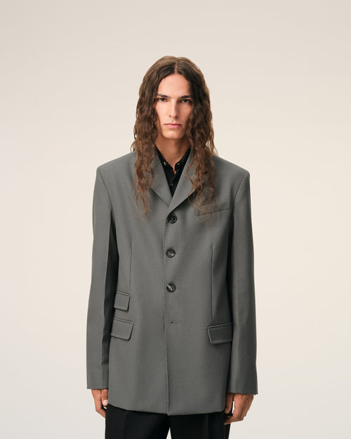 Grey New Wool Single Breasted Straight Jacket - Man - 3 - AMI Paris - Ami Paris