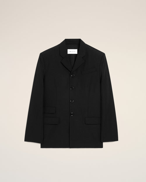 Black New Wool Single Breasted Straight Jacket - 1 - Ami Paris
