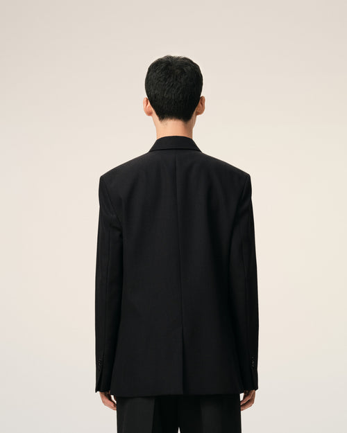 Chaqueta recta con cierre simple de lana virgen negra - Hombre - 5 - AMI Paris - Ami Paris